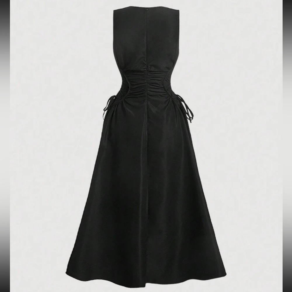 Black tie lace side midi maxi flowy fur no flare style Dre’s - Picture 2 of 3